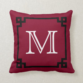 Grieks monogram bruin Burgundy Kussen