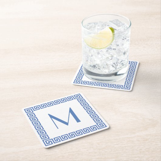 Grieks monogram sleutelontwerp kartonnen onderzetters (Insitu)