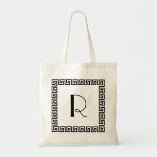 Grieks monogram sleutelontwerp tote bag