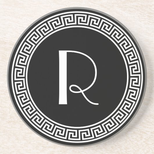 Grieks monogram sleutelontwerp zandsteen onderzetter (Voorkant)