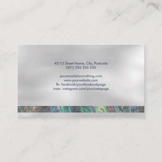 Grieks monogram voor de Meander - Abalone en goud Visitekaartje (Achterkant)