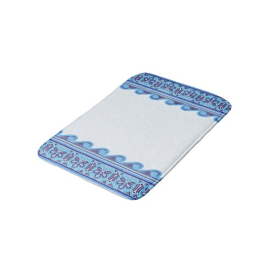 Grieks Mozaïek Tegel Ornament - Blauwe tinten Badmat (Gekanteld)