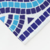 Grieks Mozaïek Tegel Ornament - Blauwe tinten Fleece Deken (Hoek)