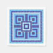 Grieks Mozaïek Tegel Ornament - Blauwe tinten Servet (Voorkant)