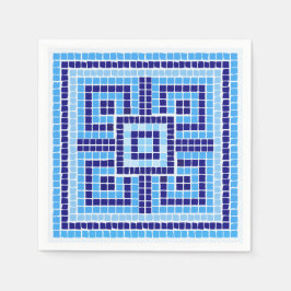 Grieks Mozaïek Tegel Ornament - Blauwe tinten Servet
