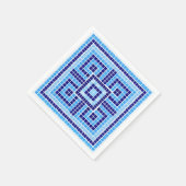 Grieks Mozaïek Tegel Ornament - Blauwe tinten Servet (Hoek)