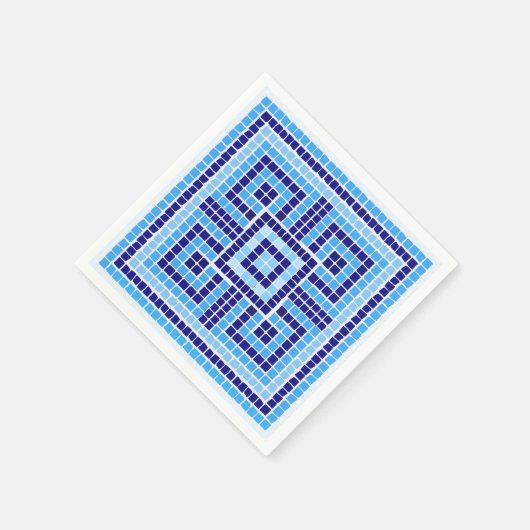 Grieks Mozaïek Tegel Ornament - Blauwe tinten Servet (Hoek)