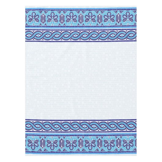Grieks Mozaïek Tegel Ornament - Blauwe tinten Tafelkleed (Voorkant)