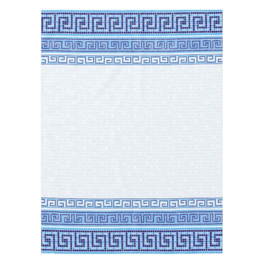 Grieks Mozaïek Tegel Ornament - Blauwe tinten Tafelkleed (Voorkant)
