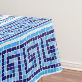 Grieks Mozaïek Tegel Ornament - Blauwe tinten Tafelkleed (Voorbeeld)