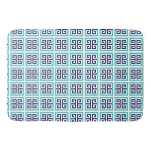 Grieks Navy Blue Aqua Pattern Badmat