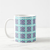 Grieks Navy Blue Aqua Pattern Koffiemok (Links)