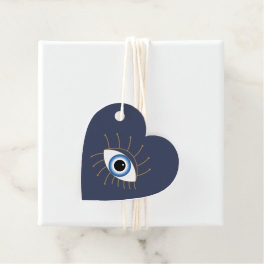 Grieks ogen met blauw wit goud bedankjes labels (In situ)