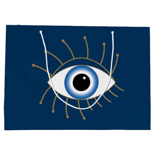 Grieks ogen met blauw wit goud groot cadeauzakje (Achterkant)