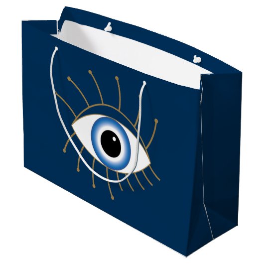 Grieks ogen met blauw wit goud groot cadeauzakje (Achterkant Gekanteld)