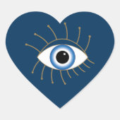 Grieks ogen met blauw wit goud hart sticker (Voorkant)