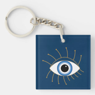 Grieks ogen met blauw wit goud sleutelhanger