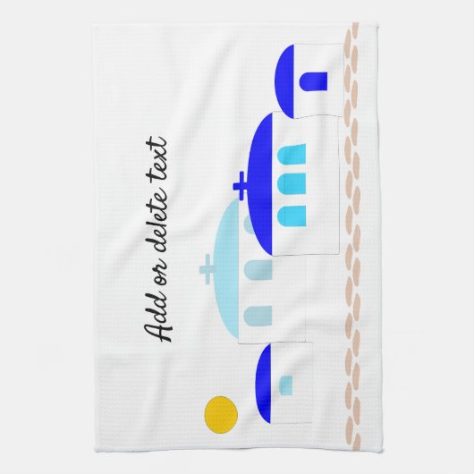 Grieks ontwerp Voeg gewoon tekst toe Theedoek (Verticaal)