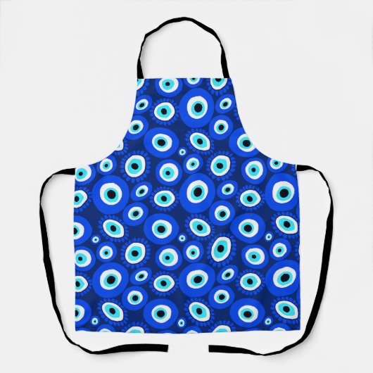 Grieks Oog Blauw Wit Goed Fortuin Patroon op Marin Schort (Voorkant)