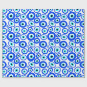 Grieks oog blauw wit patroon cadeaupapier (Vlak)