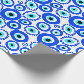 Grieks oog blauw wit patroon cadeaupapier (Hoek)