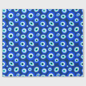 Grieks oog blauw wit patroon cadeaupapier (Vlak)