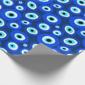 Grieks oog blauw wit patroon cadeaupapier (Hoek)