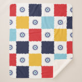 Grieks oog Kleurrijke vierkanten patroon Sherpa Deken (Voorkant)