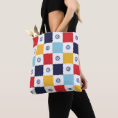 Grieks oog Kleurrijke vierkanten patroon Tote Bag (Dichtbij)