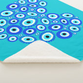 Grieks Oog Liefde Hart Blauw en Wit Sherpa Deken (3/4)