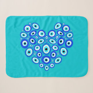 Grieks Oog Liefde Hart Blauw en Wit Sherpa Deken