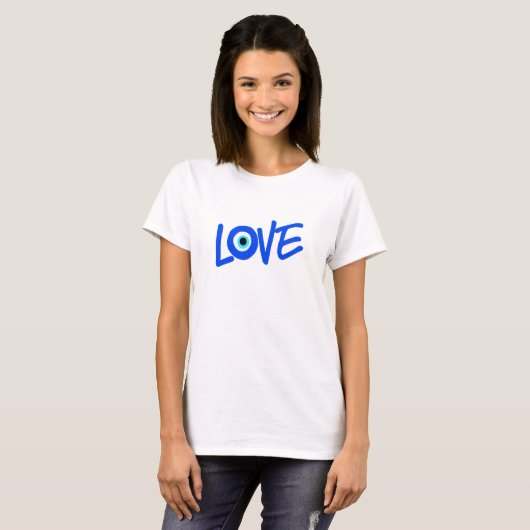 Grieks Oog LIEFDE Print T-shirt (Voorkant volledig)