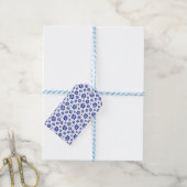Grieks oog splash blauw wit patroon cadeaulabel (Met Touw)