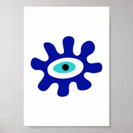 Grieks Oogmodern blauw schouderontwerp Poster