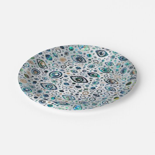 Grieks Oogpatroon Abalone shell en goud Papieren Bordje (Gekanteld)