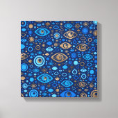 Grieks Oogpatroon Blauwdruk en goud Canvas Afdruk (Voorkant)