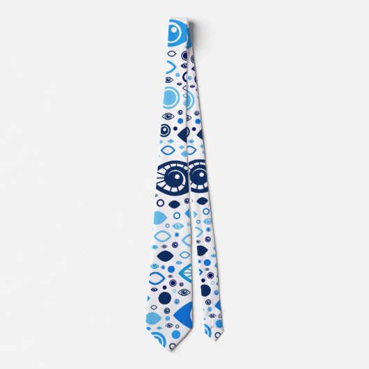 Grieks Oogpatroon Blauwdruk en wit Stropdas (Voorkant)