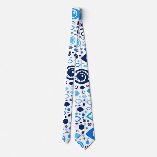 Grieks Oogpatroon Blauwdruk en wit Stropdas (Achterkant)