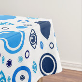Grieks Oogpatroon Blauwdruk en wit Tafelkleed (Voorbeeld)