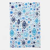 Grieks Oogpatroon Blauwdruk en wit Theedoek (Verticaal)