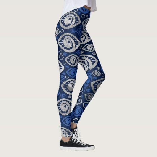 Grieks oogpatroon Blauwdruk en zilver #1 Leggings (Rechts)