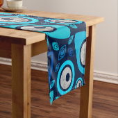 Grieks oogpatroon Blauwdruk en zilver #2 Korte Tafelloper (Voorbeeld)