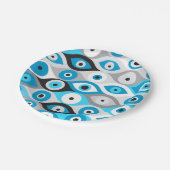 Grieks Oogpatroon Blauwte en grijswaarden Papieren Bordje (Gekanteld)