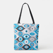 Grieks Oogpatroon Blauwte en grijswaarden Tote Bag (Achterkant)