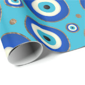 Grieks Oogpatroon met gouden accenten Cadeaupapier (Rol Hoek)