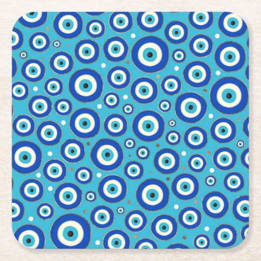 Grieks Oogpatroon met gouden accenten Kartonnen Onderzetters (Voorkant)