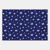 Grieks Oogsymbool Blauw en Wit Patroon Inpakpapier Vel (Voorkant 3)