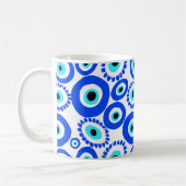 Grieks Oogsymbool Blauw en Wit Patroon Koffiemok (Links)