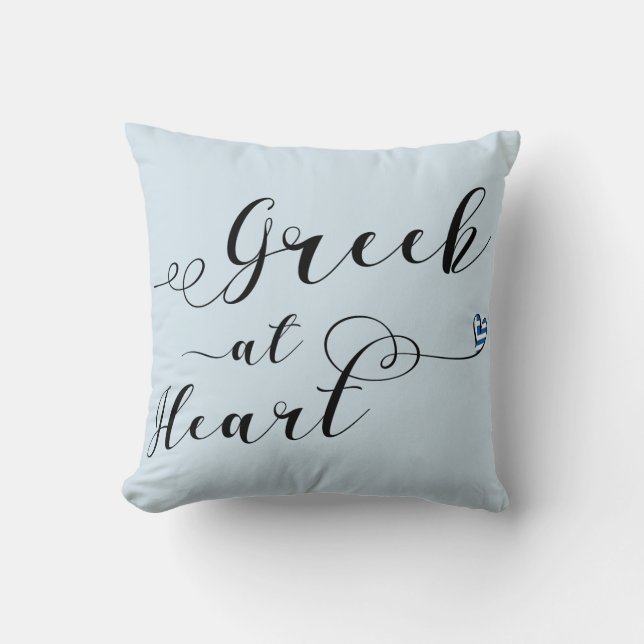 Grieks op Heart Throw Cushion, Griekenland Kussen (Voorkant)