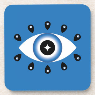 Grieks Oraal Oogblauw Zwart wit Bier Onderzetter